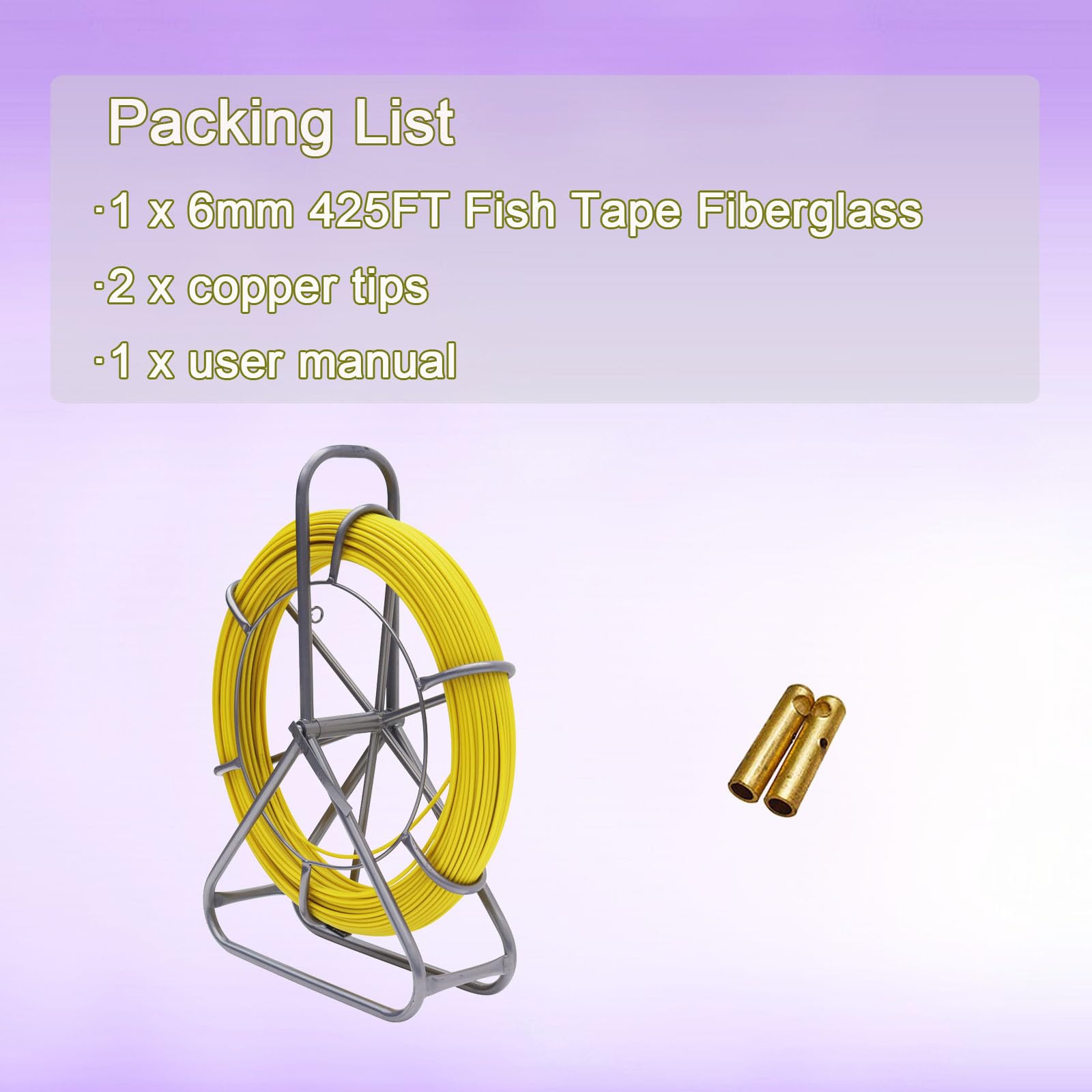 INTBUYING Nastro per pesci Cavo in Fibra di Vetro Cavo per Asta di Corsa Canale Cablaggio 6 mm