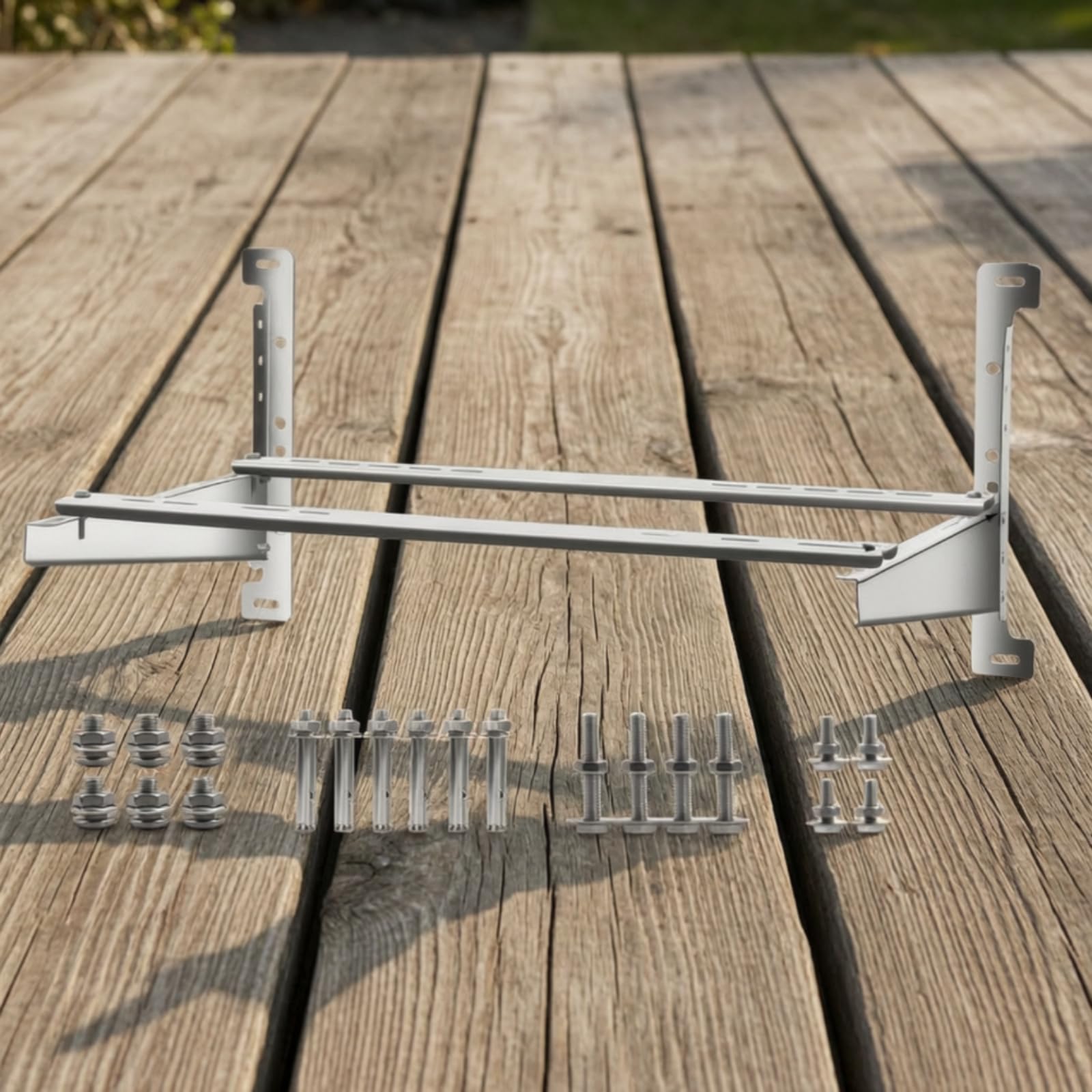 Supporto per Climatizzatore Universale , 5p 68 59 125cm | Telaio Angolare Rinforzato, Staffa per Condizionatore, Completo di Viti di Fissaggio, Balcone, Insttori