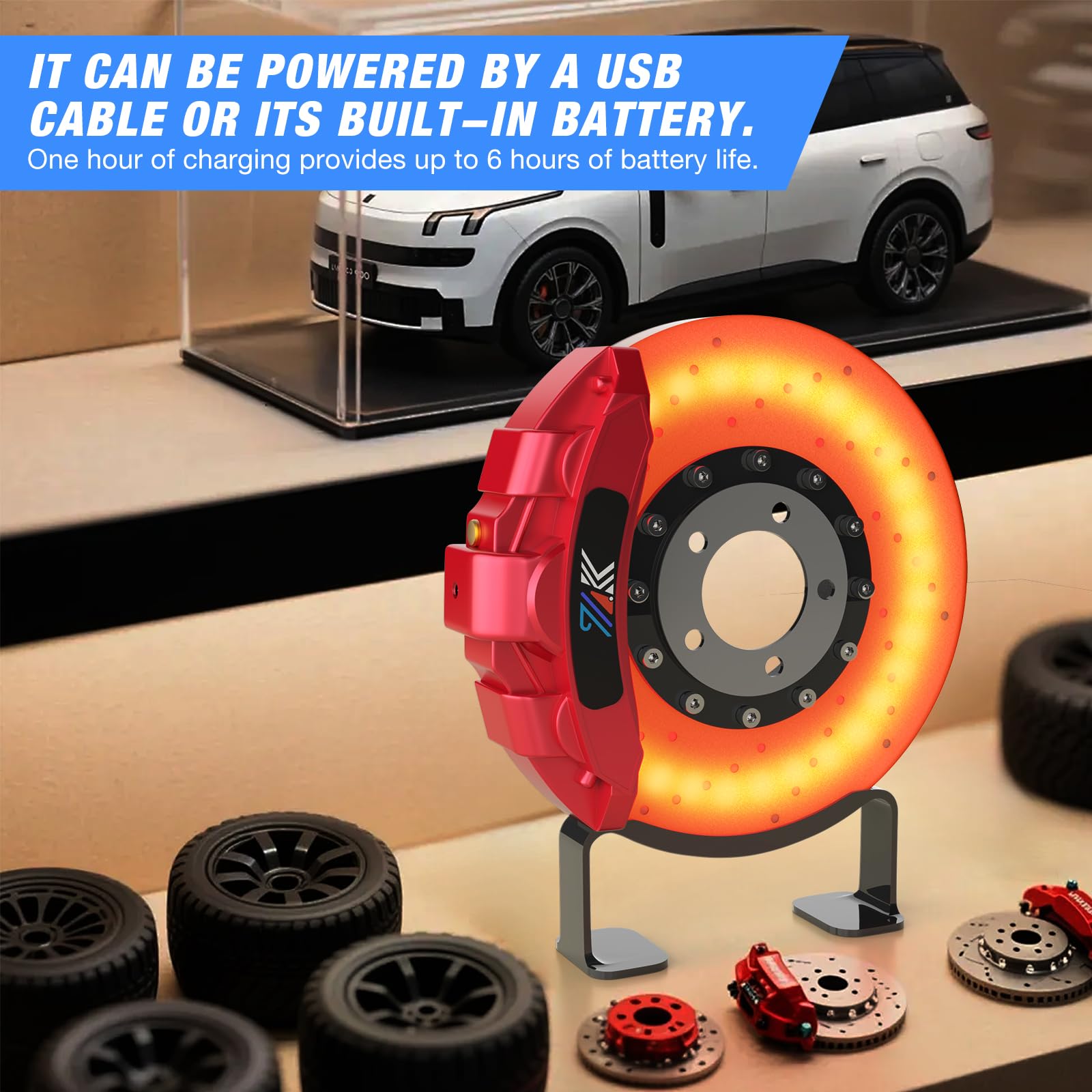 Unique 3D Brake Disc Night Light Rechargeable USB Touch Control Desk Lamp Room Decor Cool Gifts for Car — view 4