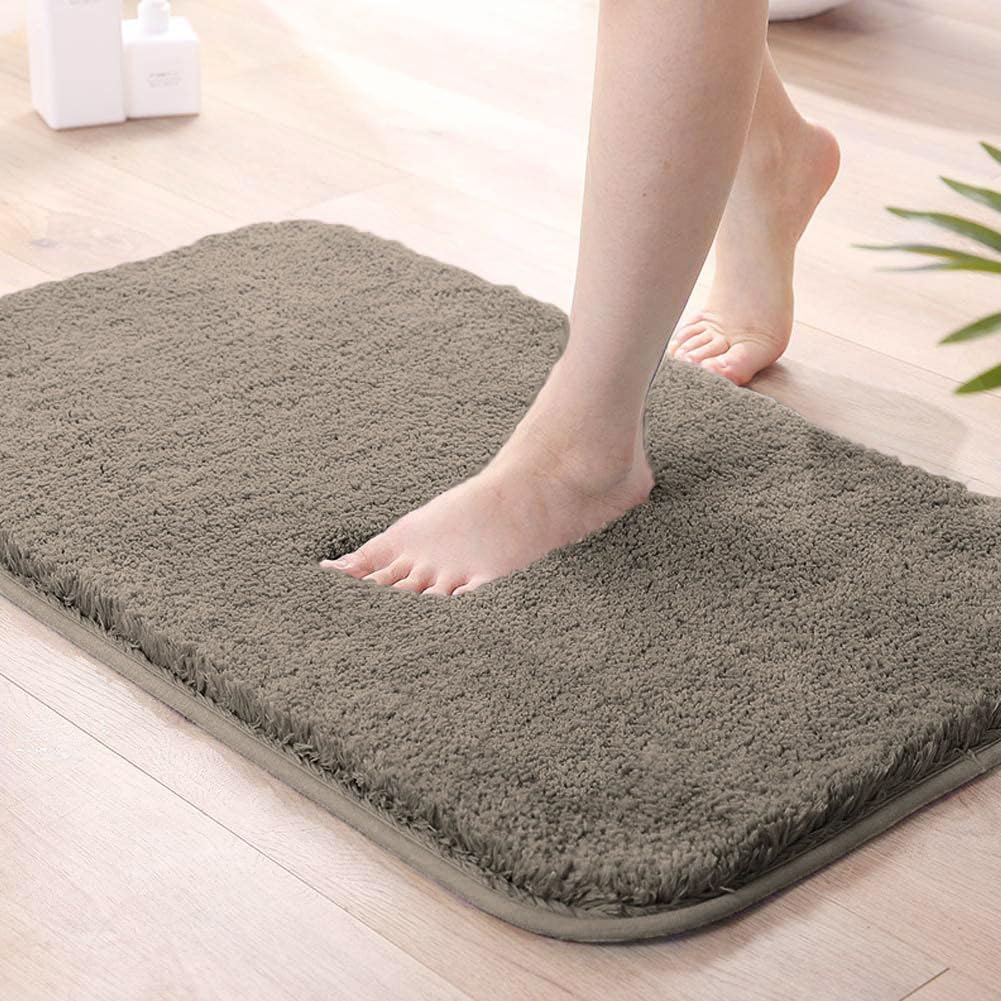 LUXE HOME INTERNATIONAL Microfiber Rectangular Home Bath Mat Super Soft Non Slip Vegas Mats for Bathroom, Kitchen, Bedroom, and Door (40X60 Cm, Taupe) Pack of 1