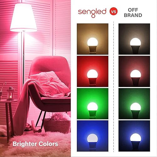 Miniatura 7 de Sengled Bombilla inteligente, cambia de color, funciona con Alexa, Google Home e IFTTT, A19 E26 LED regulable RGB multicolor, bombillas