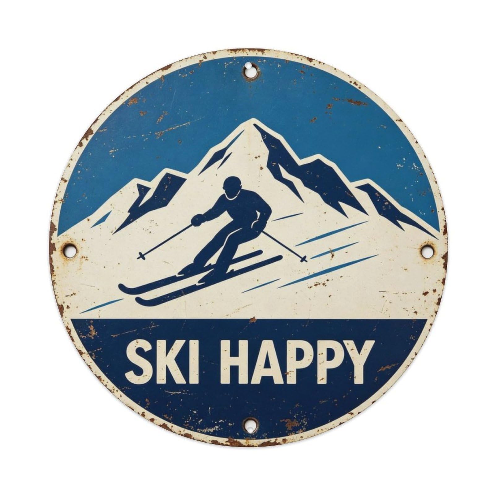 Ski Happy Metal Tin Sign Plaque