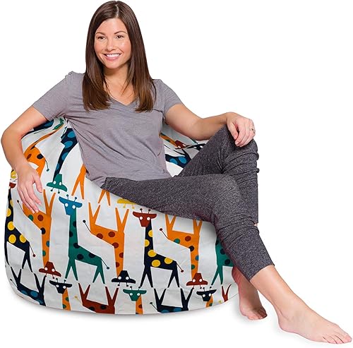 Miniatura 29 de Posh Beanbags - Sillón puff XL, 48 pulgadas, color gris jaspeado Gris brezo,Lienzo Animales Bosque Critters,Tela para colorear lienzo - Mundo