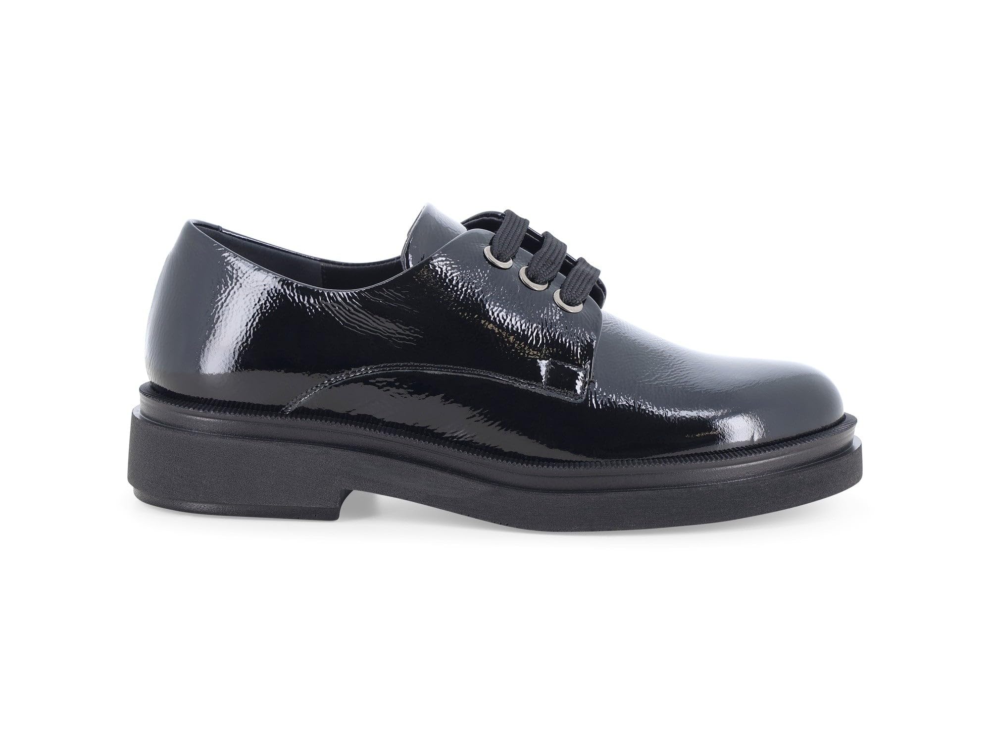 Melluso Scarpa Bassa Donna Stringata in Vernice Nera con Tacco Basso