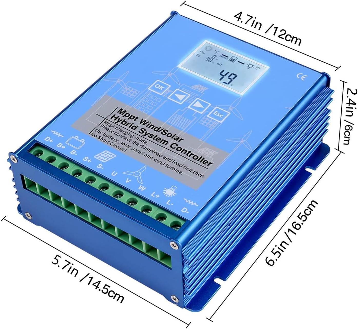12000W Wind Solar Hybrid MPPT Charge Controller Off Grid, MPPT Charge Boost Controller Solar Panel Auto Regulator, 12V/24V/48V Regulator Wind Solar Hybrid Boost Controller,12V/12000W