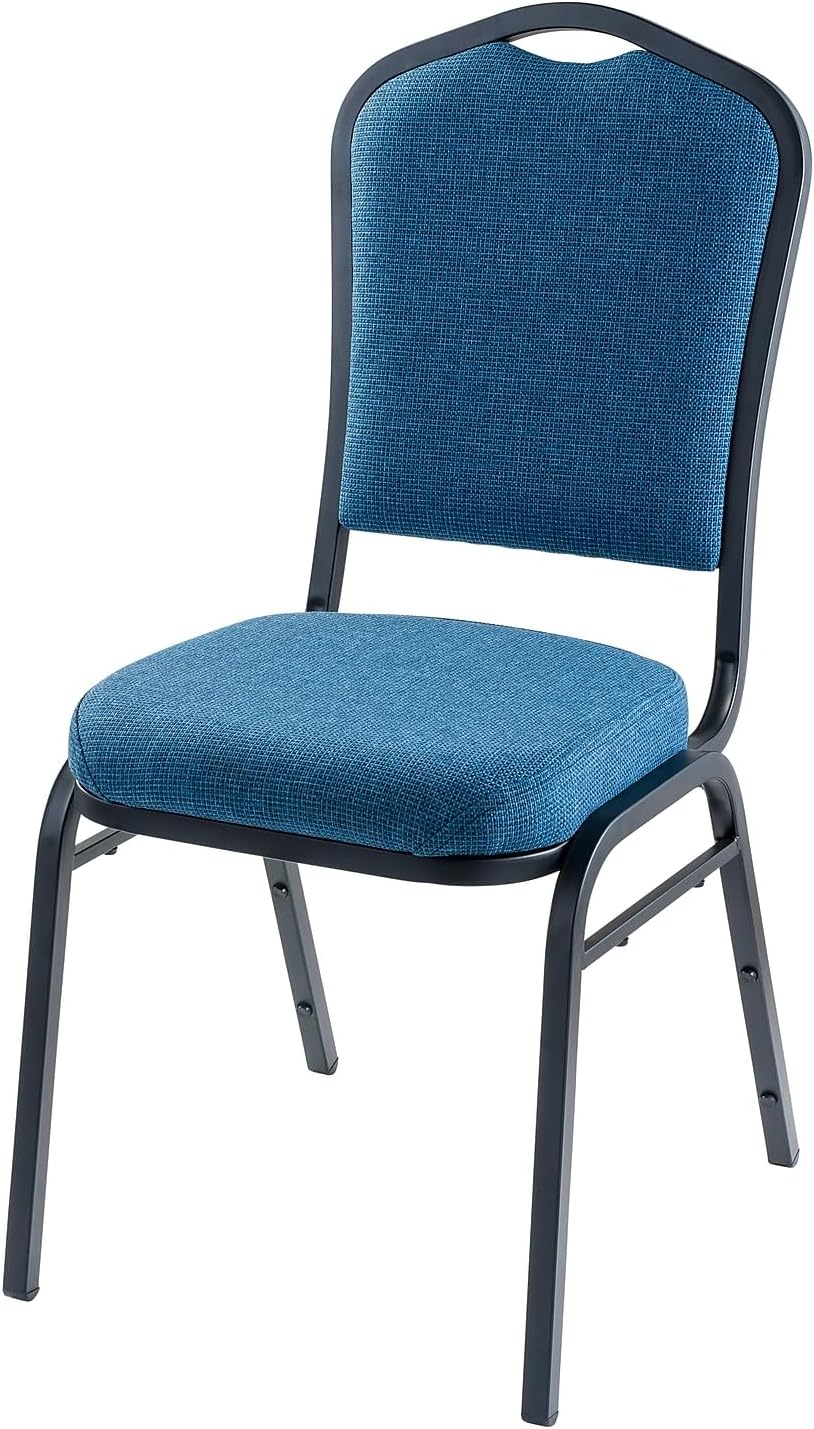 National Public Seating 9300 Series Deluxe Fabric Upholstered Stack Chair, Natural Blue Seat/Black Sandtex Frame