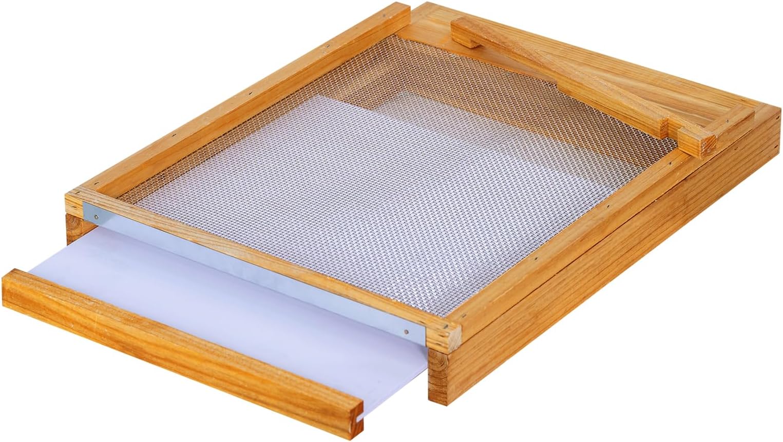 MayBee 8 Frame Screened Bottom Board Bee Hive Bottom Board - 100% Beeswax Dipped Solid Wood Base with Entrance Reducer & Ventilation, Durable Beekeeping Supplies for Langstroth Beehives