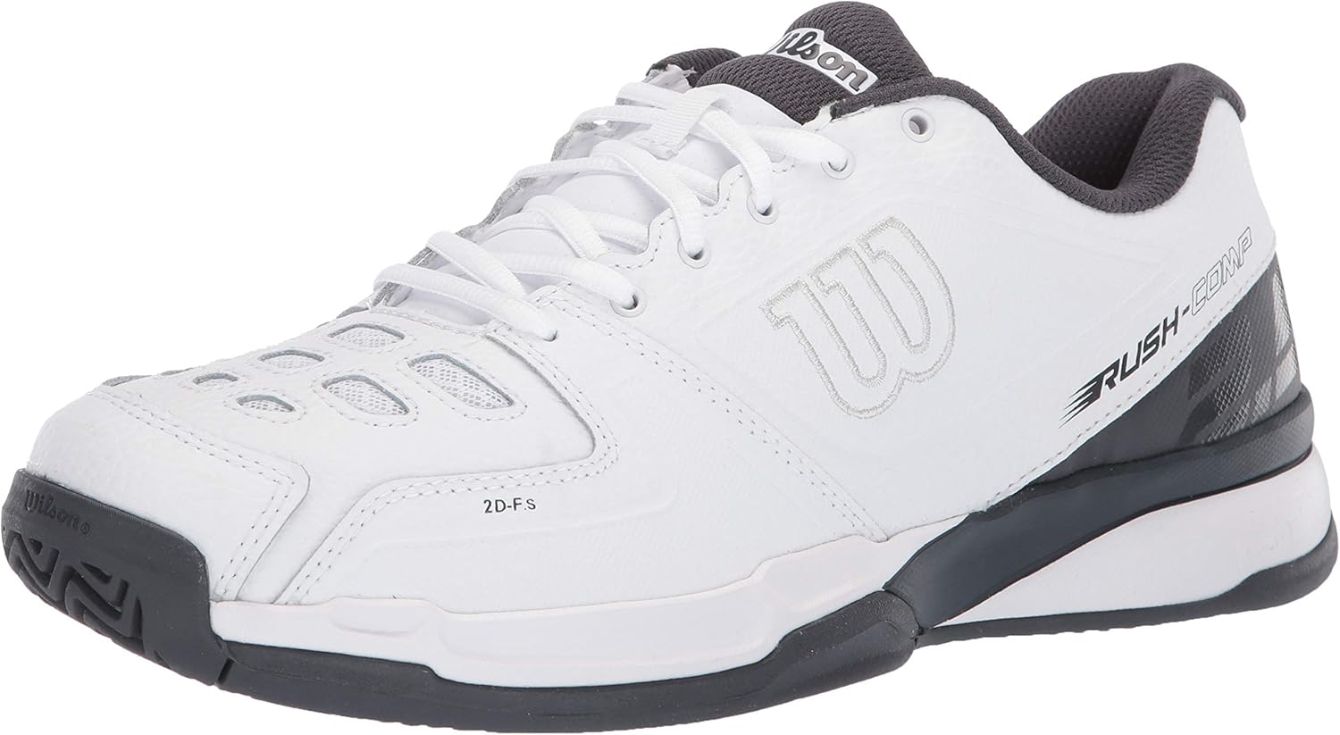 Wilson RUSH COMP LTR Tennis Shoes, White/White/Ebony, 8