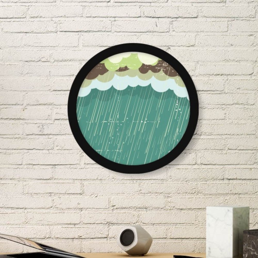 Cadeau déco original : cadre en bois rond noir peinture mer et pluie
