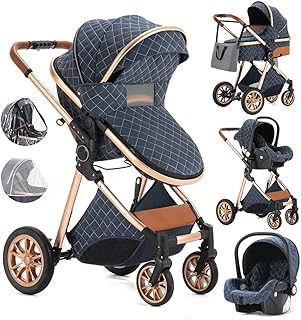 Travel Baby Carriage, Lightweight Umbrella Stroller with Oversized Sunshade & Canopy, Adjustable Reclining Backrest and Extra-Large Storage & Easy One-Hand Fold (Color : Blue) (Blue)