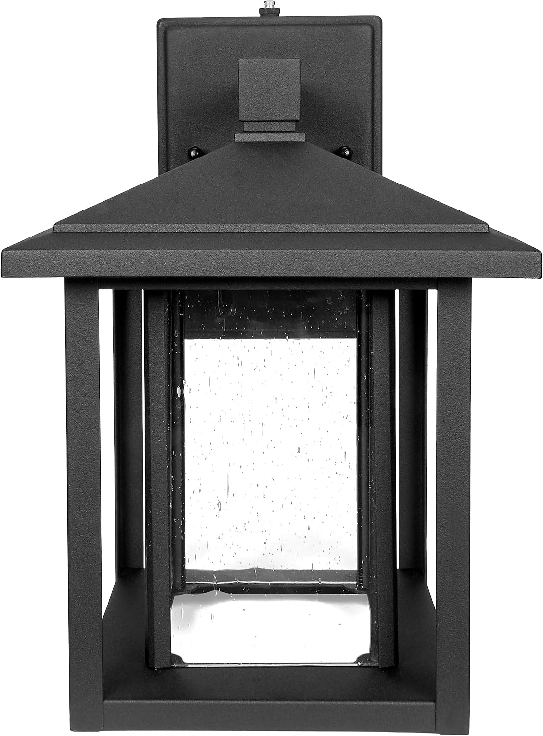 Maxxima LED Outdoor Wall Light, Seeded Glass, Home Entryway Lighting, Dusk to Dawn Photocell Sensor, Porch Light, 1000 Lumens, 3000K Warm White - 11.5 in. Height