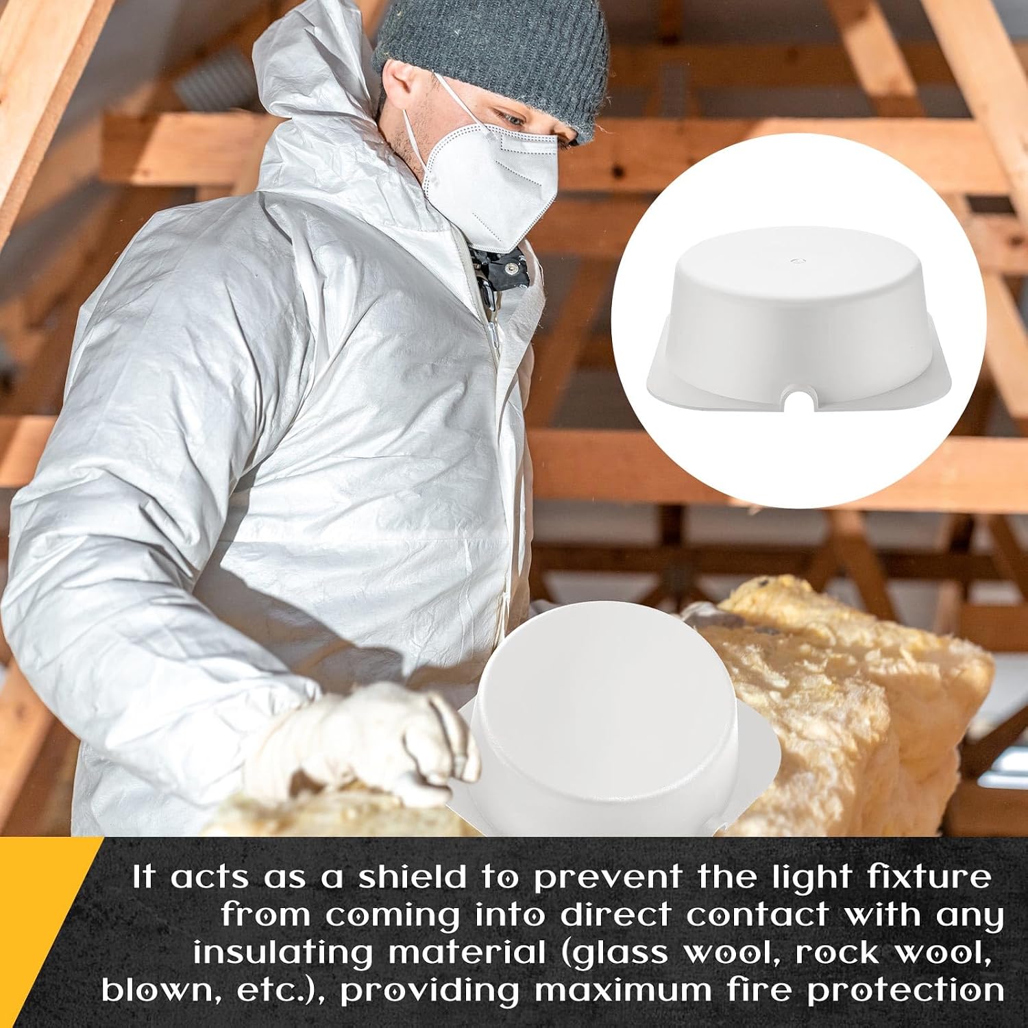 Tuanse 5 Pack Recessed Light Cover for Attic Insulation, Fire Resistant Can Covers for 6 Inch Lighting Fixtures, 8.6 x 8.6 x 2.9 Inch, Reduce Heat Loss & Air Leakage, Easy Install (White)