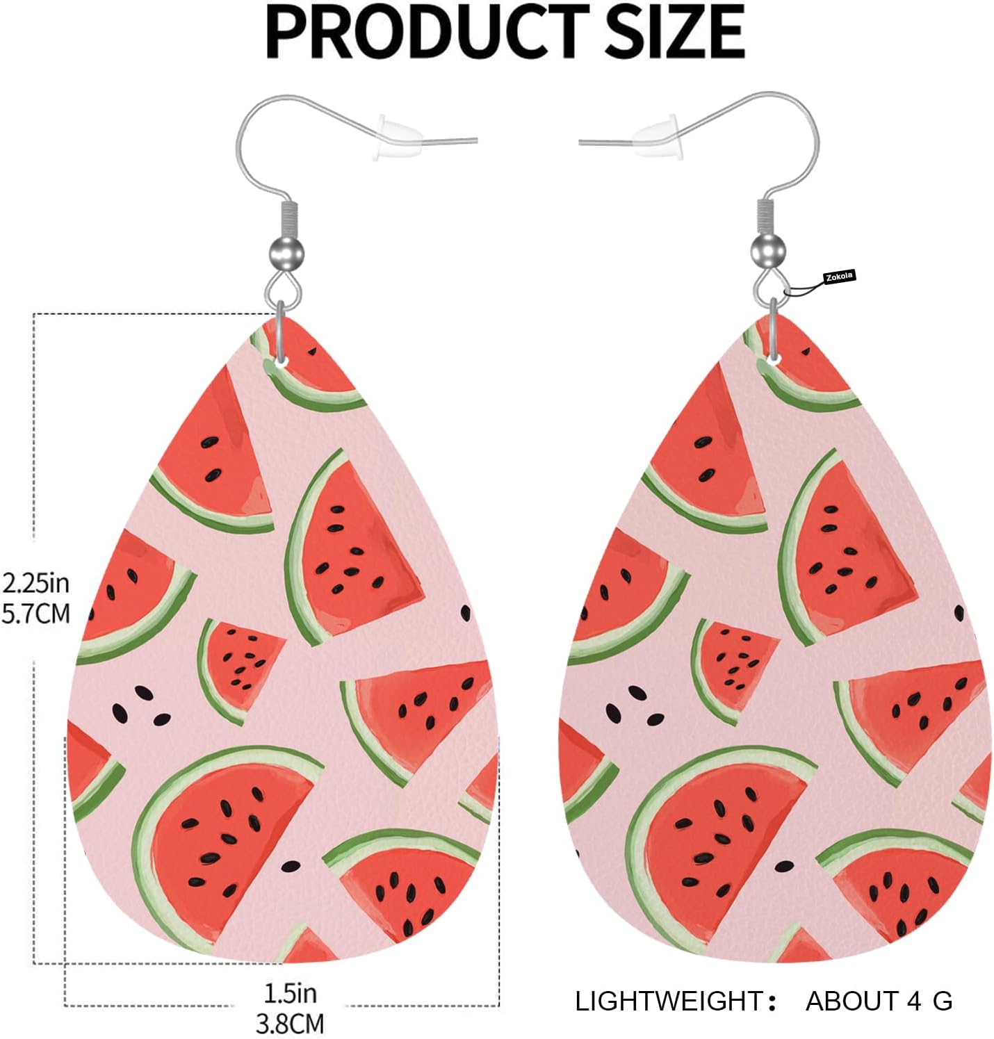 Zokola Watermelon Leather Drop Earrings Set, Cartoon Fruit Watermelon Pieces Lightweight Teardrop Earrings Leather Dangle Earrings For Women Friends Wedding Jewelry - Image 3