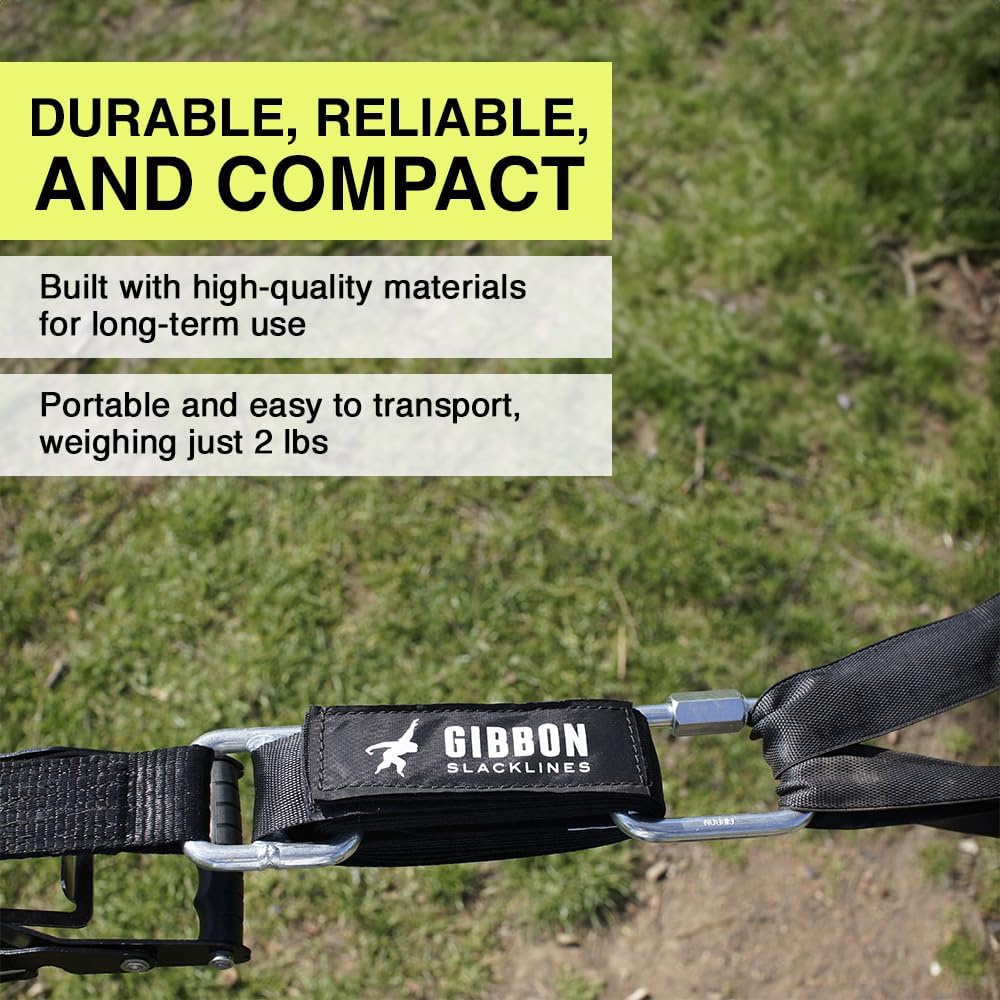 Gibbon Slacklines Sprzęt z powolnym zwalnianiem, idealne rozwiązanie dla gładkiego i przyjaznego dla materiału odciążenia Slackline