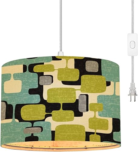 WYLZ0123xzan Lámpara colgante de enchufe abstracta de mediados de siglo moderna lámpara colgante con cable de enchufe de 16.4 pies, interruptor