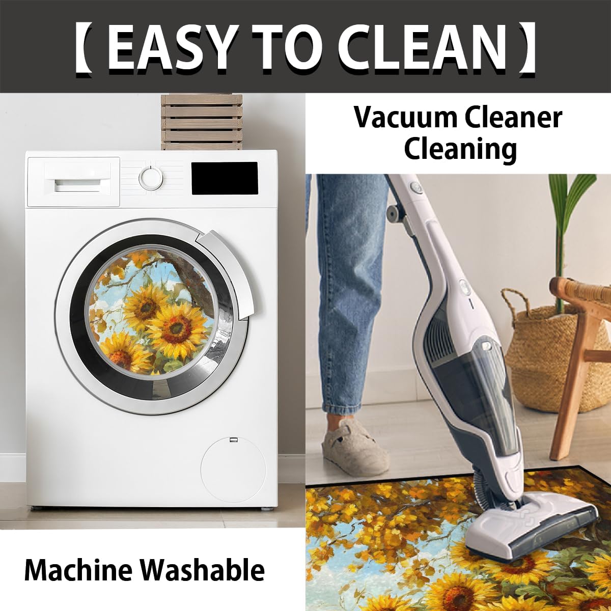 Half Round Door Mat Sunflower Pumpkin Fall Non Slip Absorbent Semi Circle Area Rugs Washable Half Moon Floor Mats for Indoor Outdoor Patio Kitchen Bathroom Entryway Fireplace Home Carpet Decor