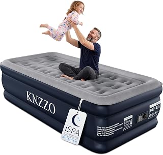 KNZZO Twin Air Mattress with Built in Pump, Portable Blow Up Bed, 500lb