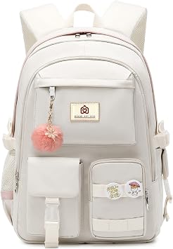 Laptop Backpacks 15.6 Inch School Bag College Backpack Anti Theft Travel Daypack Large Bookbags for Teens Girls Women Students Beige, Large