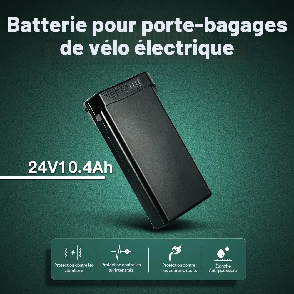 SEASON E-Bike Batterie pour Porte-Bagages 24V 10.4AH 269Wh, Convient aux Moteurs 24V250W, pour Vélo MIFA, Prophete, Peut Correspondre aux Phylion, PortaPower