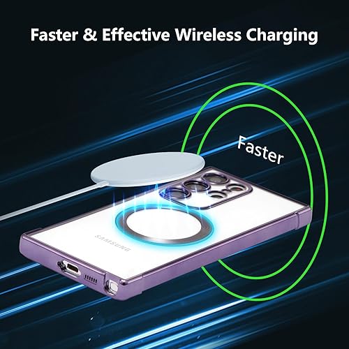 Miniatura 2 de RALEAVO Funda magnética para Samsung Galaxy S22 Ultra Clear compatible con Magsafe y protección contra caídas de grado militar, transparente, a