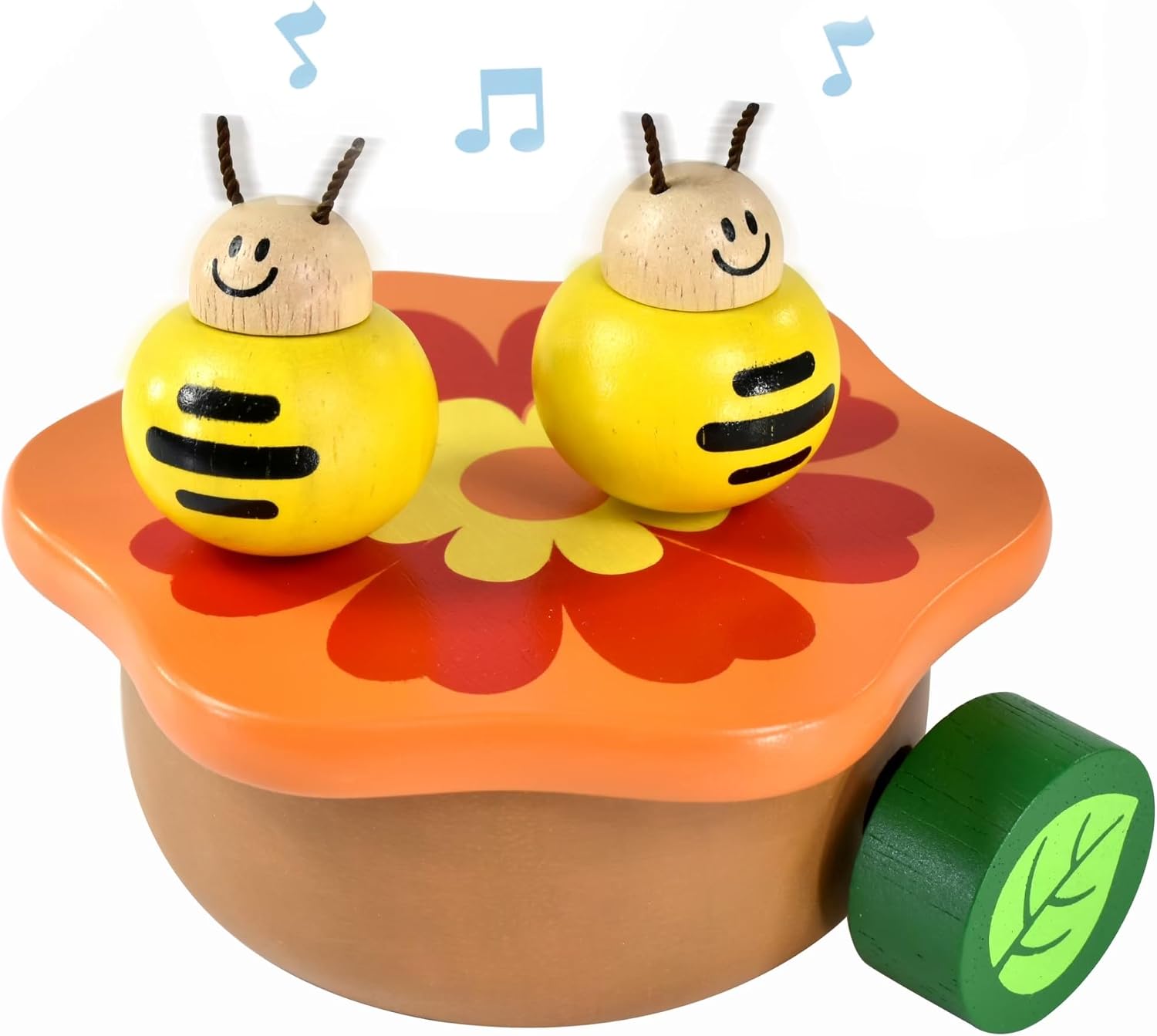 I’m Wooden Music Box Mechanism – Rock n Roll Dancing Bug on Flower Playing Minuet No.3 for Kids (Bee)