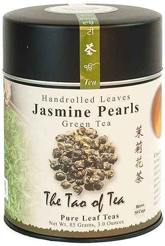 The Tao of Tea Té verde de perlas de jazmín enrolladas a mano hoja suelta lata de 3 onzas