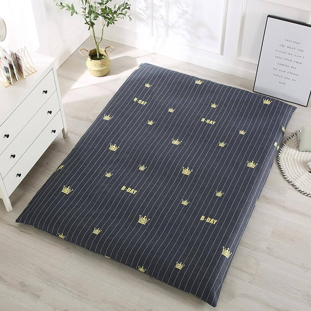 100% Cotton Futon Mattress Cover with Zipper King 360° Completely Wrap Floor Futon Cover Futon Mattress Dustproof Cover Skin Friendly Bed Cover for Bedroom Dormitory,G,200x220cm