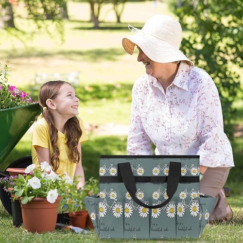 Miniatura 6 de Cute Daisy Bike Garden Tool Tote Bag for Women Men Gardening Tool Storage Bags with 10 Pockets Standable Garden Home Tool Kits Organizer for Indoor