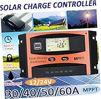 Vista 2 de Controlador de carga solar 12v Regulador Mppt 24v Cargador de batería solar Pantalla grande Salida USB dual