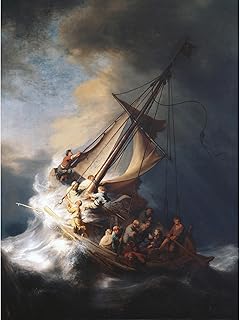Wee Blue Coo REMBRANDT CHRIST STORM ON LAKE OF GALILEE OLD PAINTING ART PRINT F12X1040