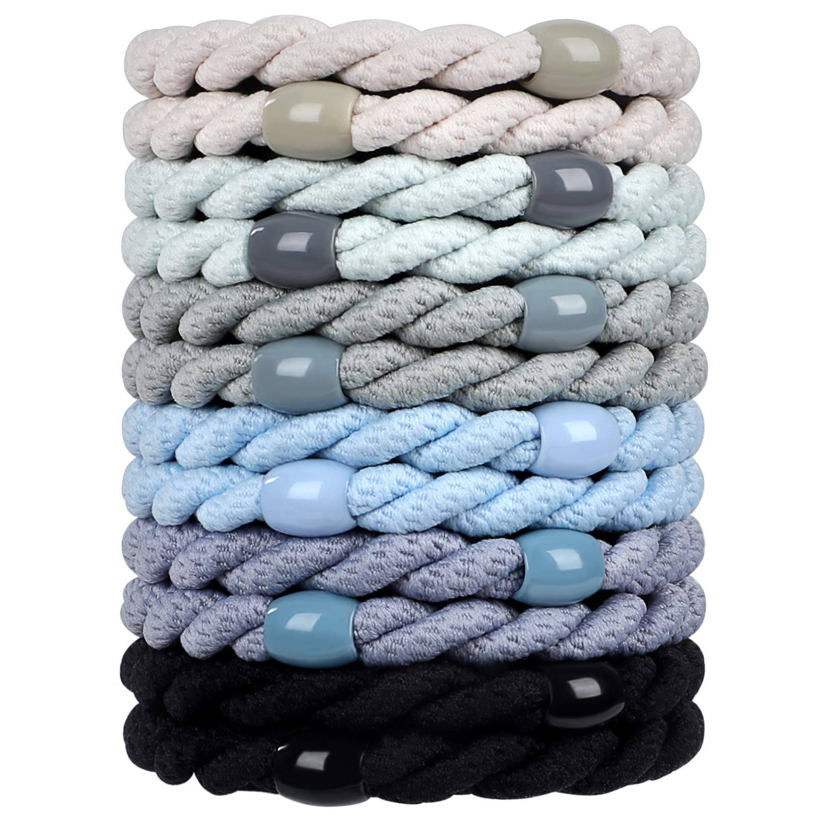 COZEASY Pack of 12 Elastic Hair Bobbles without Metal Braided No Pull or Damage Ponytail Holder
