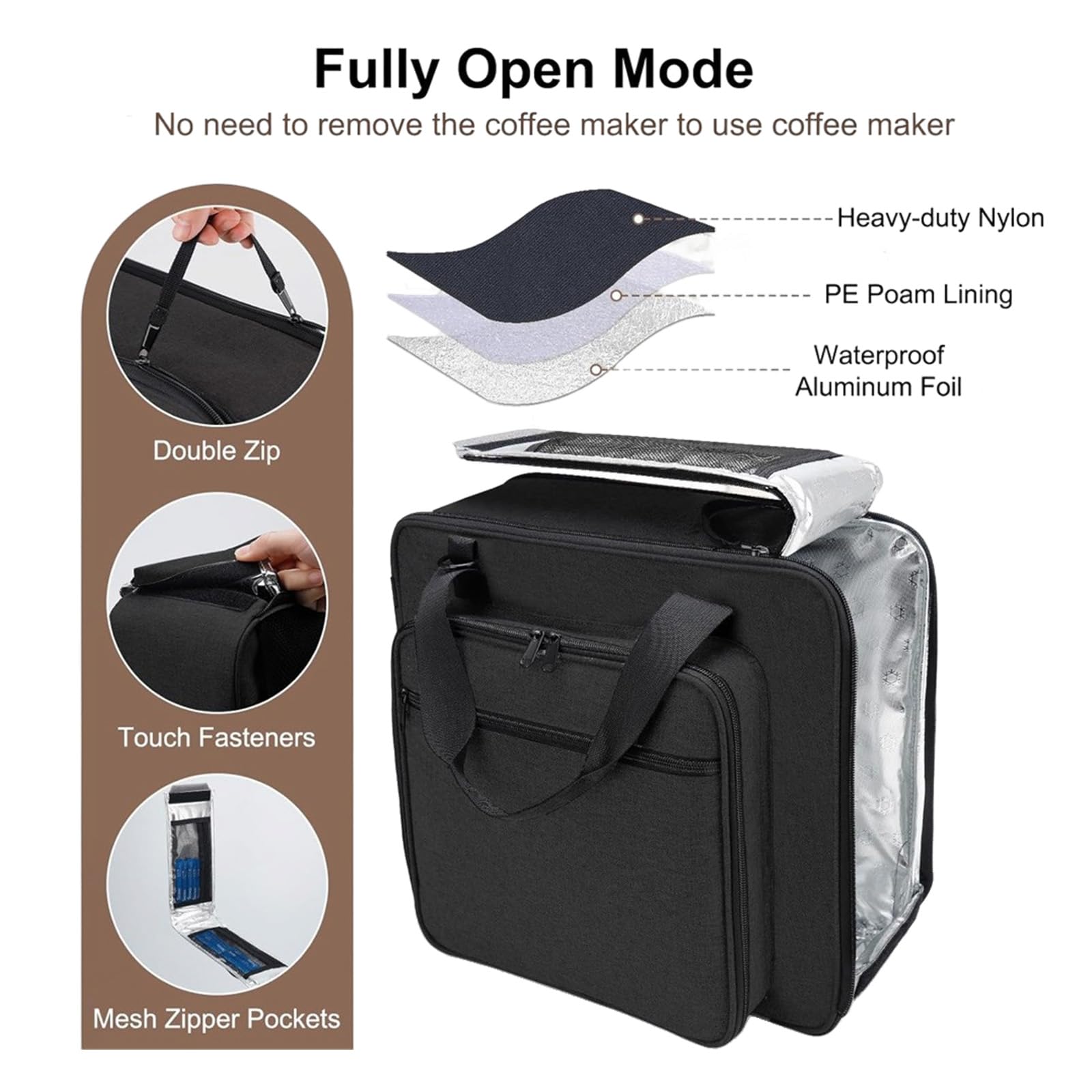 Práctica bolsa de protección para máquina de café adecuada para varios modelos que ofrece cobertura completa y aspecto moderno. Bolsa para máquina de café expreso