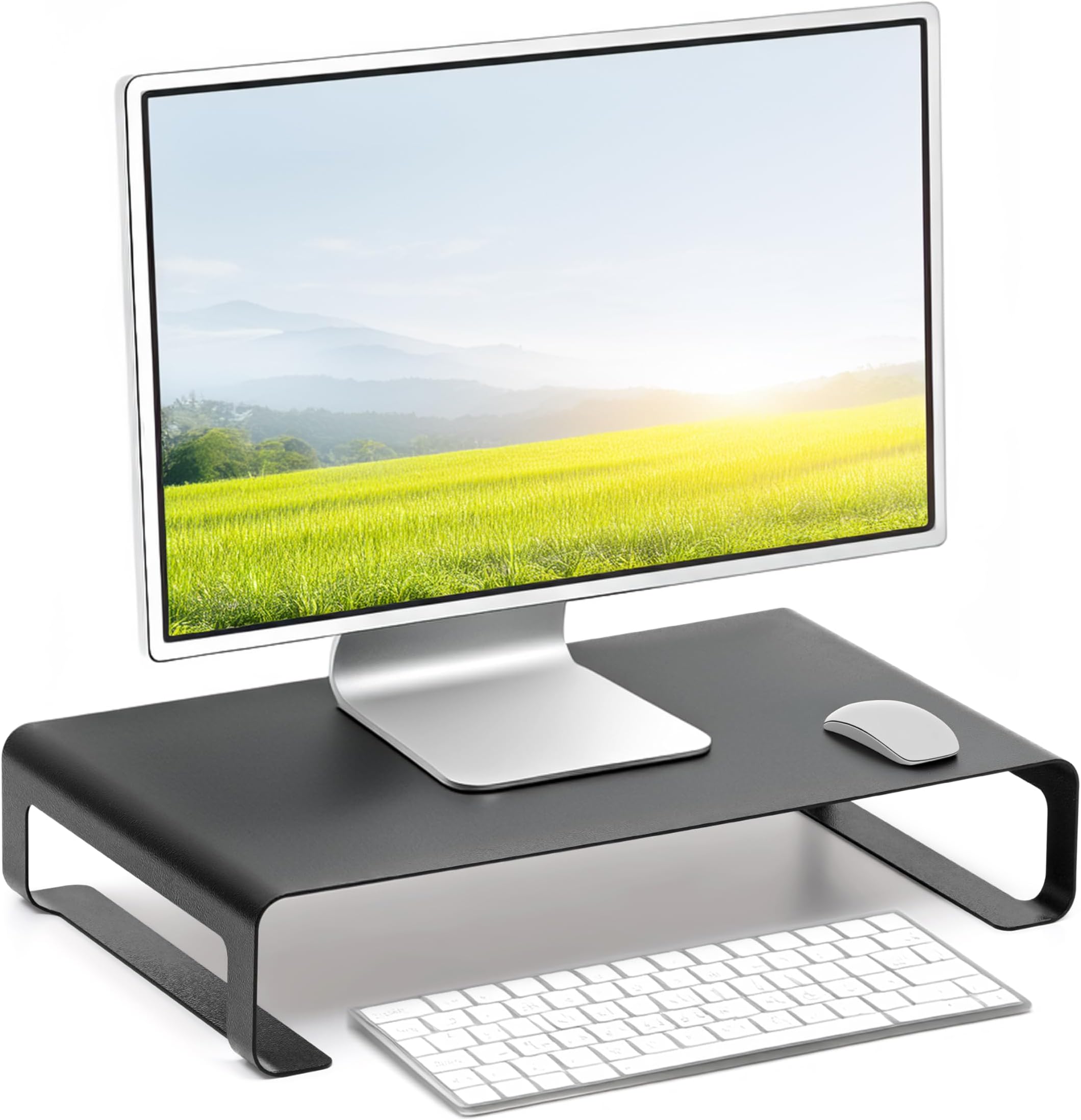 Livzing Metal Monitor Stand Monitor Riser Desk Organizer Supports Upto 20 KG Multipurpose PC Computer Screen Gaming Notebook Desktop Laptop Printer Stand Shelf For Home and Office Black