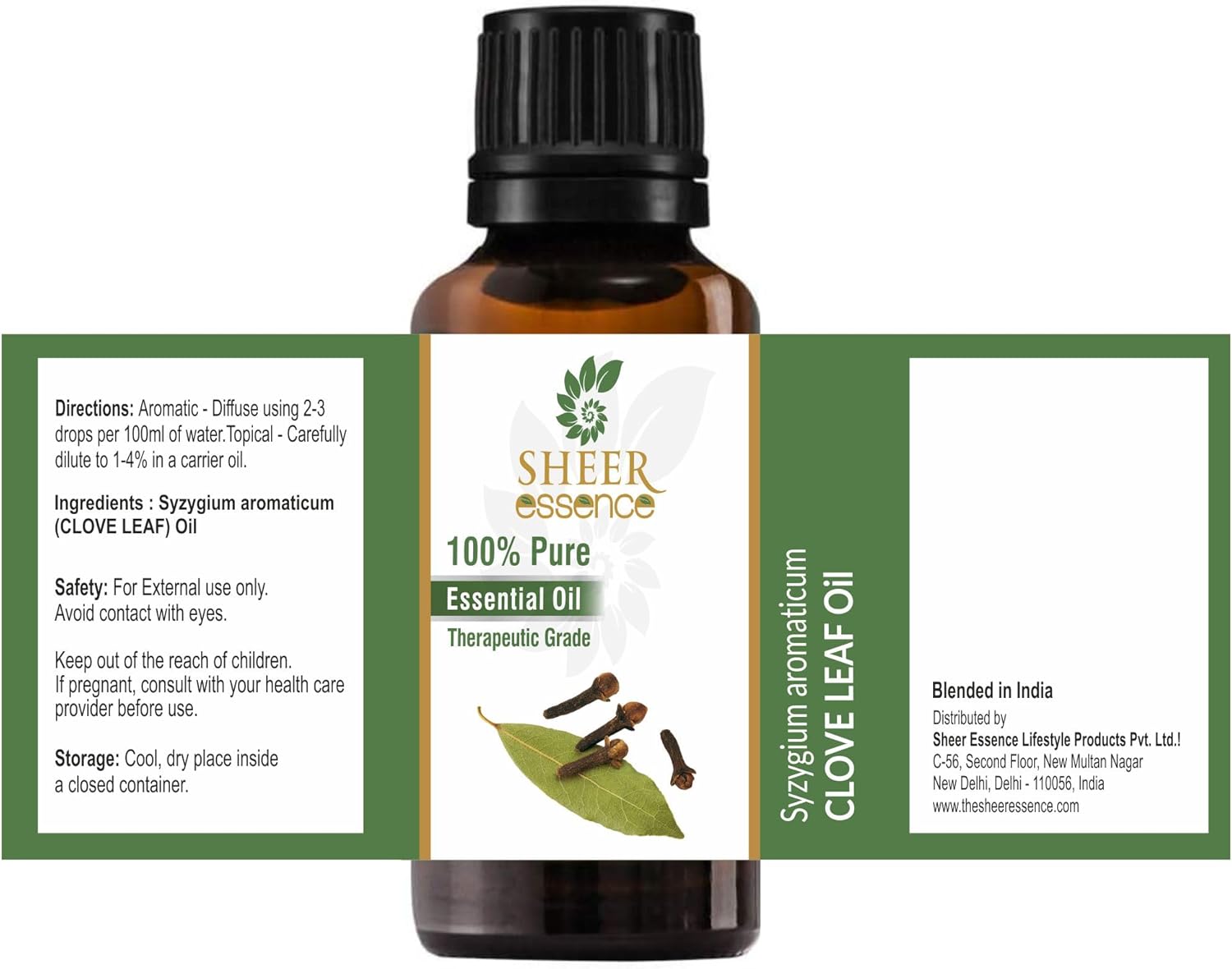 Clove Leaf Oil (Syzygium Aromaticum) Essential Oil 100% Pure Natural Undiluted Uncut Therapeutic Grade Oil 3.38 FL.OZ