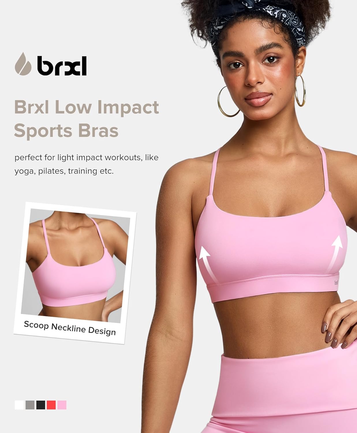 BRXL Sports Bras for Women Y Back Padded Sports Bras Adjustable Straps Low Impact Sports Bra with Sewn in Pads