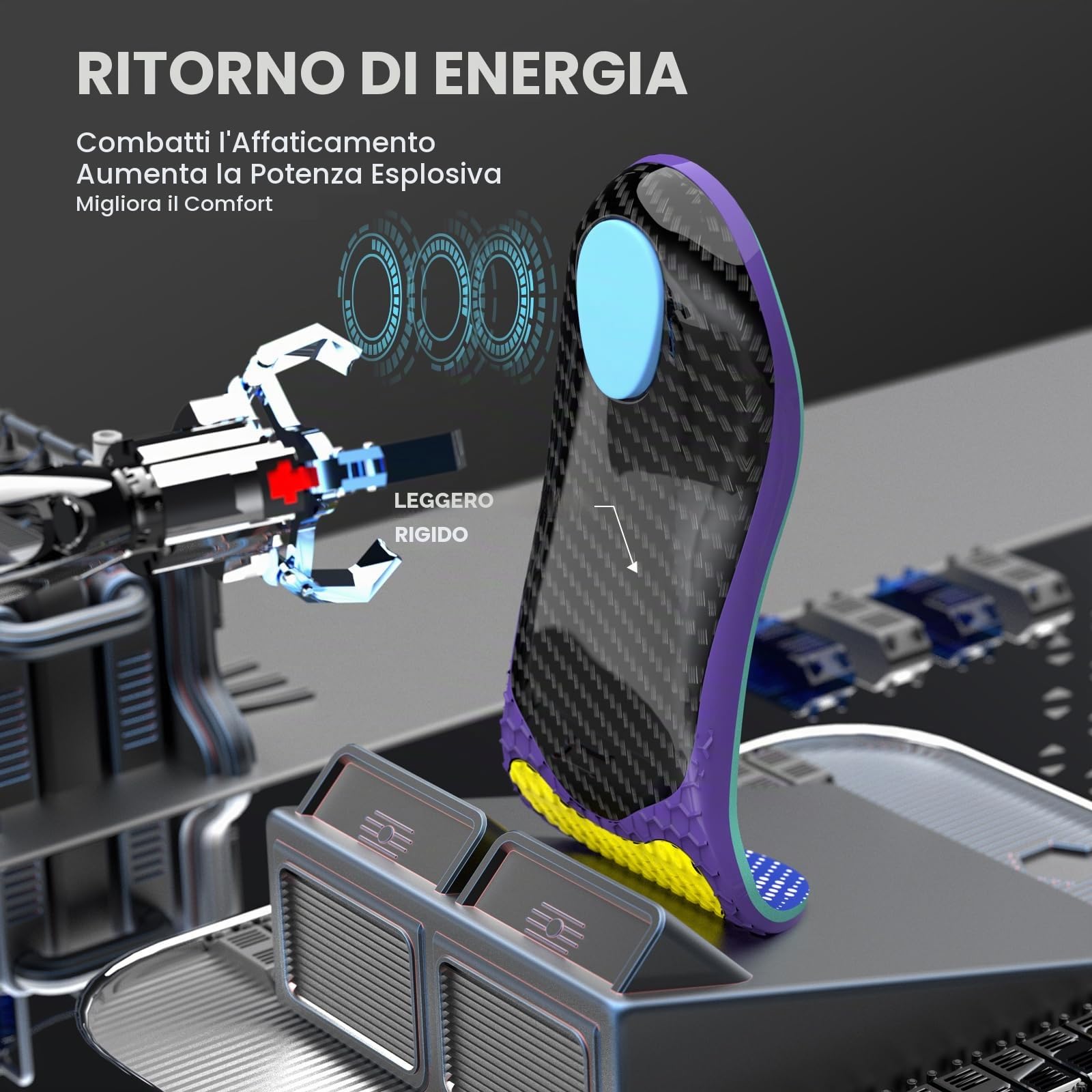 Solette in Fibra di Carbonio per Uomini e Donne, Alto Supporto Arco Plantare, Prestazioni Ammortizzanti per Corsa Sport Escursionismo e Basket (XL-W: 43-44 | M: 41-42-28CM)