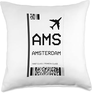 Amsterdam vacation flight ticket boarding pass airport Throw Pillow