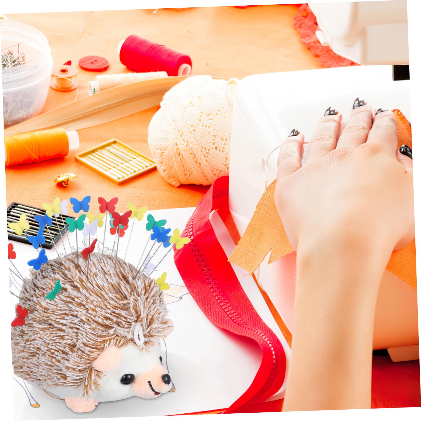 Angoily 5 Series Alfileres De Coser con Cabezas con Cojín De Erizo Accesorios Adorables para Manualidades Y Proyectos 100 Piezas X 5