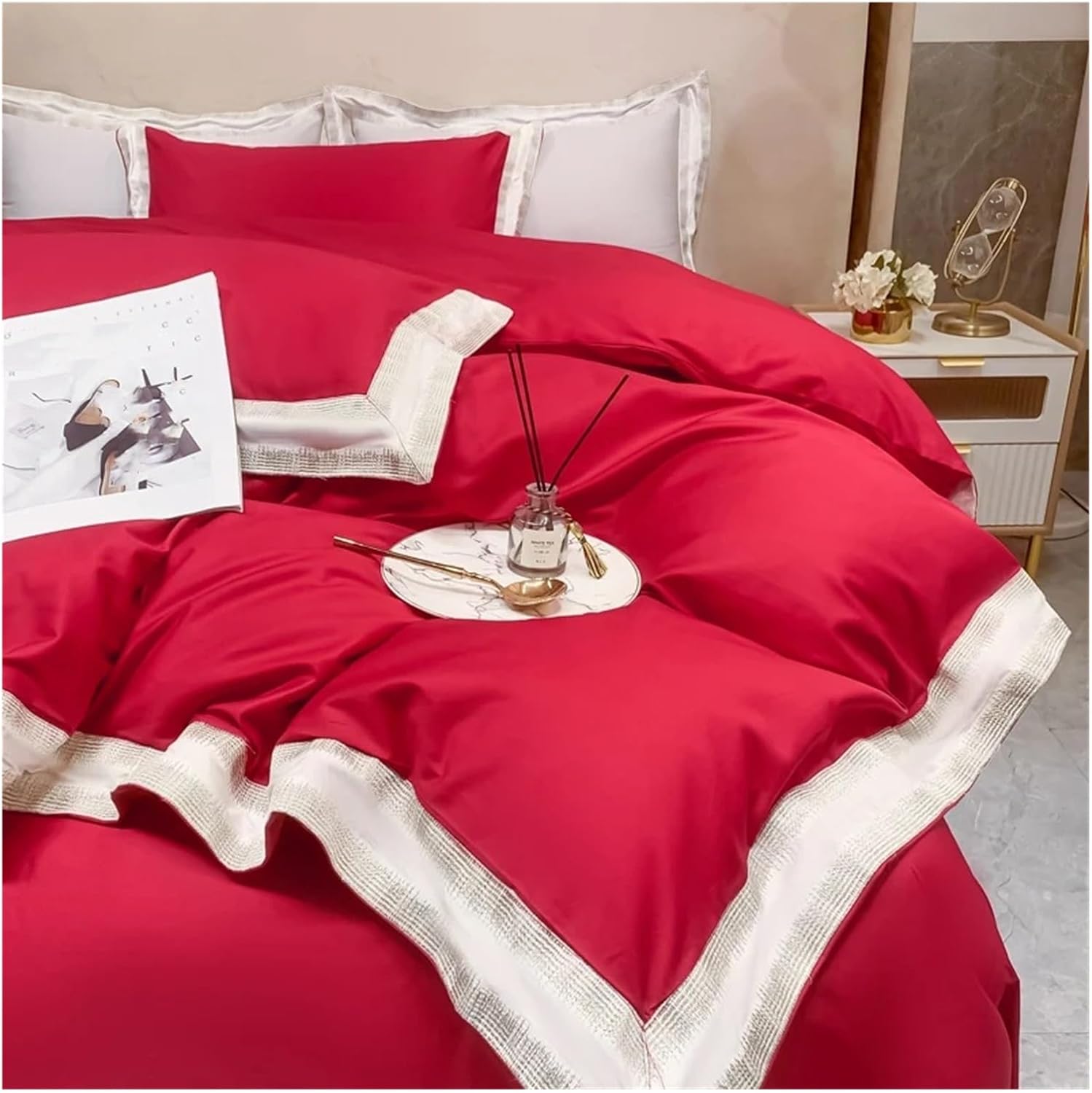 Cotton Bedding Set Embroidery Duvet Cover Set with Sheet Comforter Covers Pillowcases Bed Linen,Bed