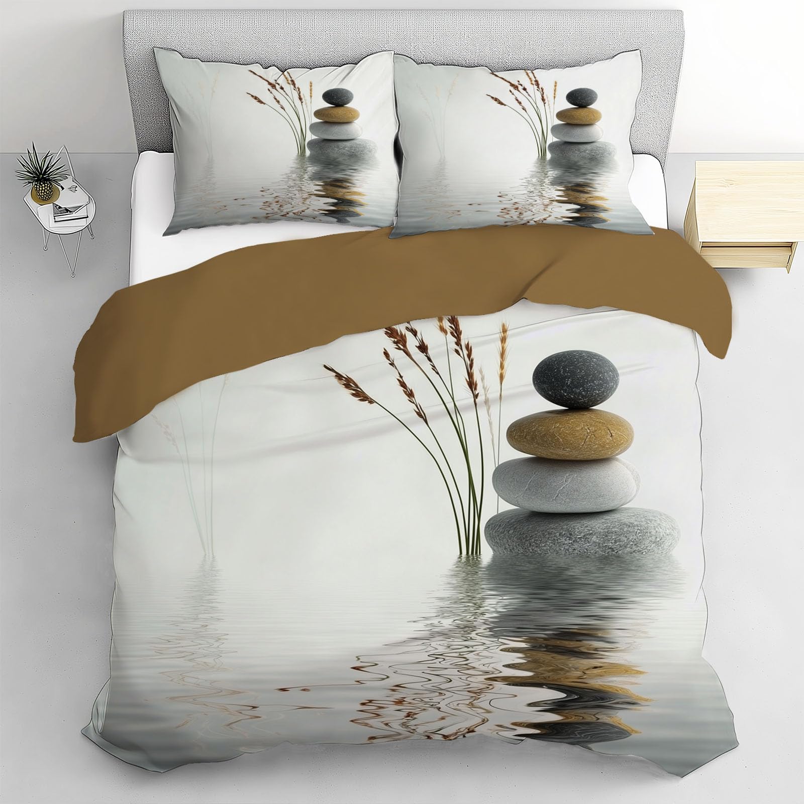 Housse de couette 220x240cm gris réversible pour une chambre cosy et zen