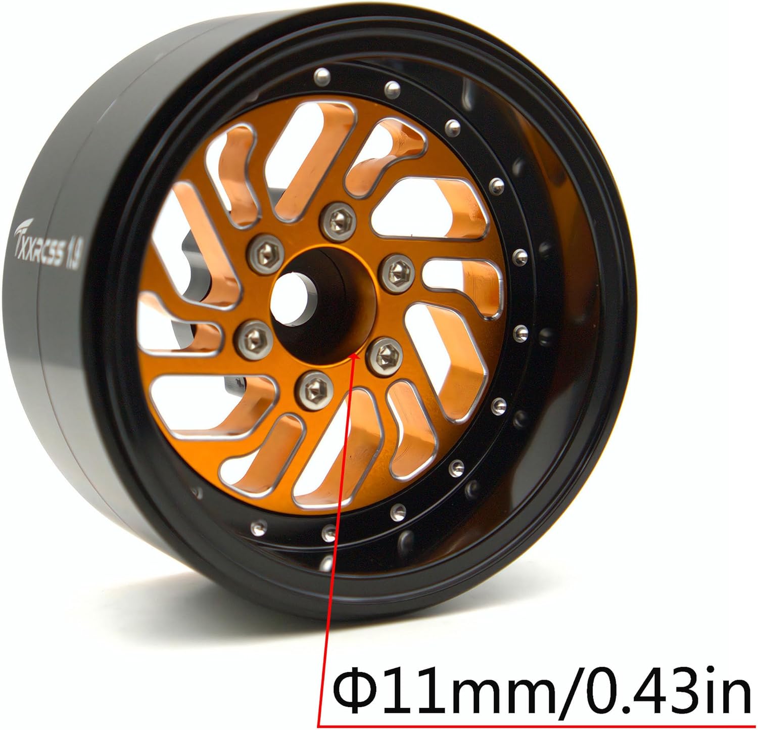RC 1.9 Inch Beadlock Wheels Offsets -8.5mm Rims Hex 12mm Aluminum Wheel for TRX4 TRX6 SCX10 Gen8 1/10 RC Crawler Remote Control Car Upgrades Accessories (Golden & Black)