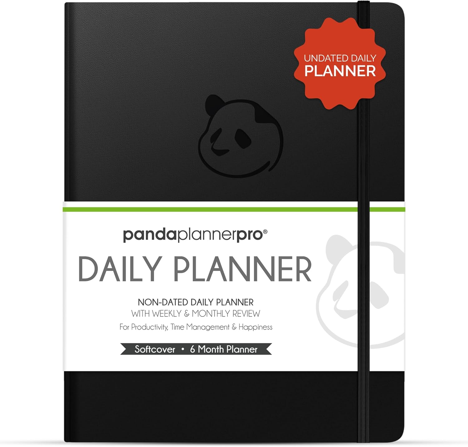Panda Planner Pro A4 Daily Planner 2026, 6 Month, Large 8.5x11, Black