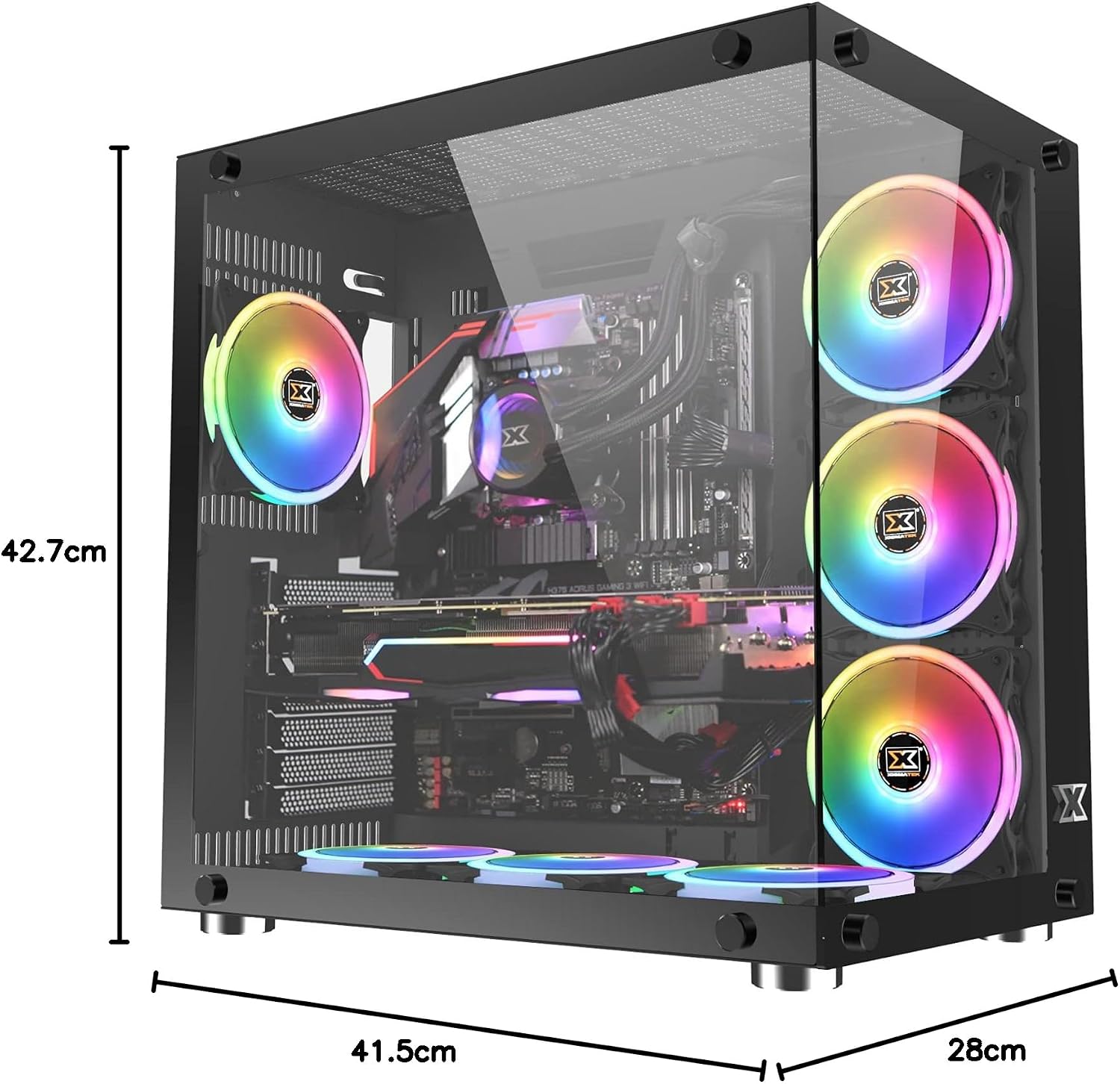 Xigmatek Aquarius Plus with Components and Dimensions
