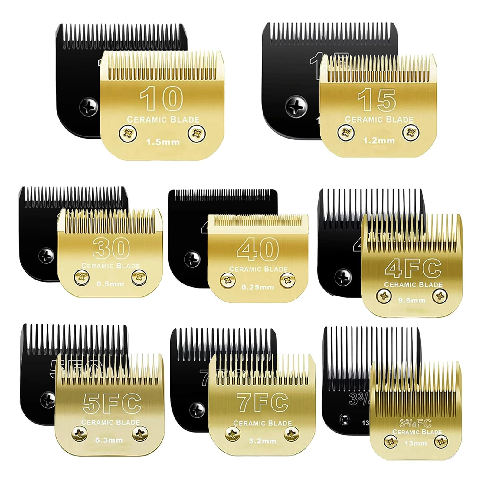 10#15#4FC#5FC#7FC# Peluquería Canina Negra, Cuchilla Cortapelos For Mascotas, Compatible Con Wahl,km, Compatible Con Andis, Compatible Con Oster, Cortaúñas A5 | Gold13mm