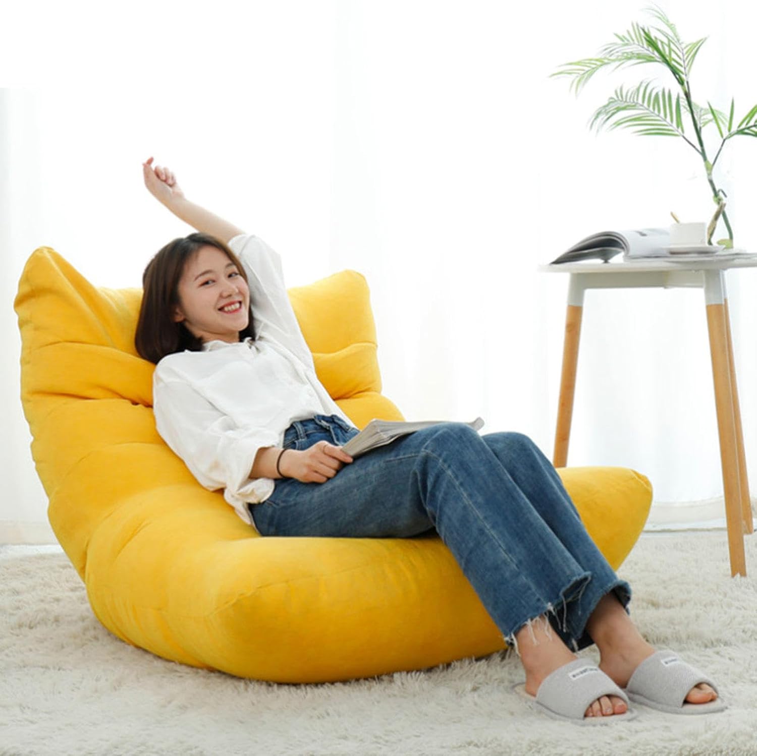 Stuffed Animal Storage Bean Bag Chairs Cover (No Filler) - Lazy Lounger Cover - Beanbag Toy Storage for Boys Girls, Premium Cotton Linen, 31.5"x47.2",Dark Grey