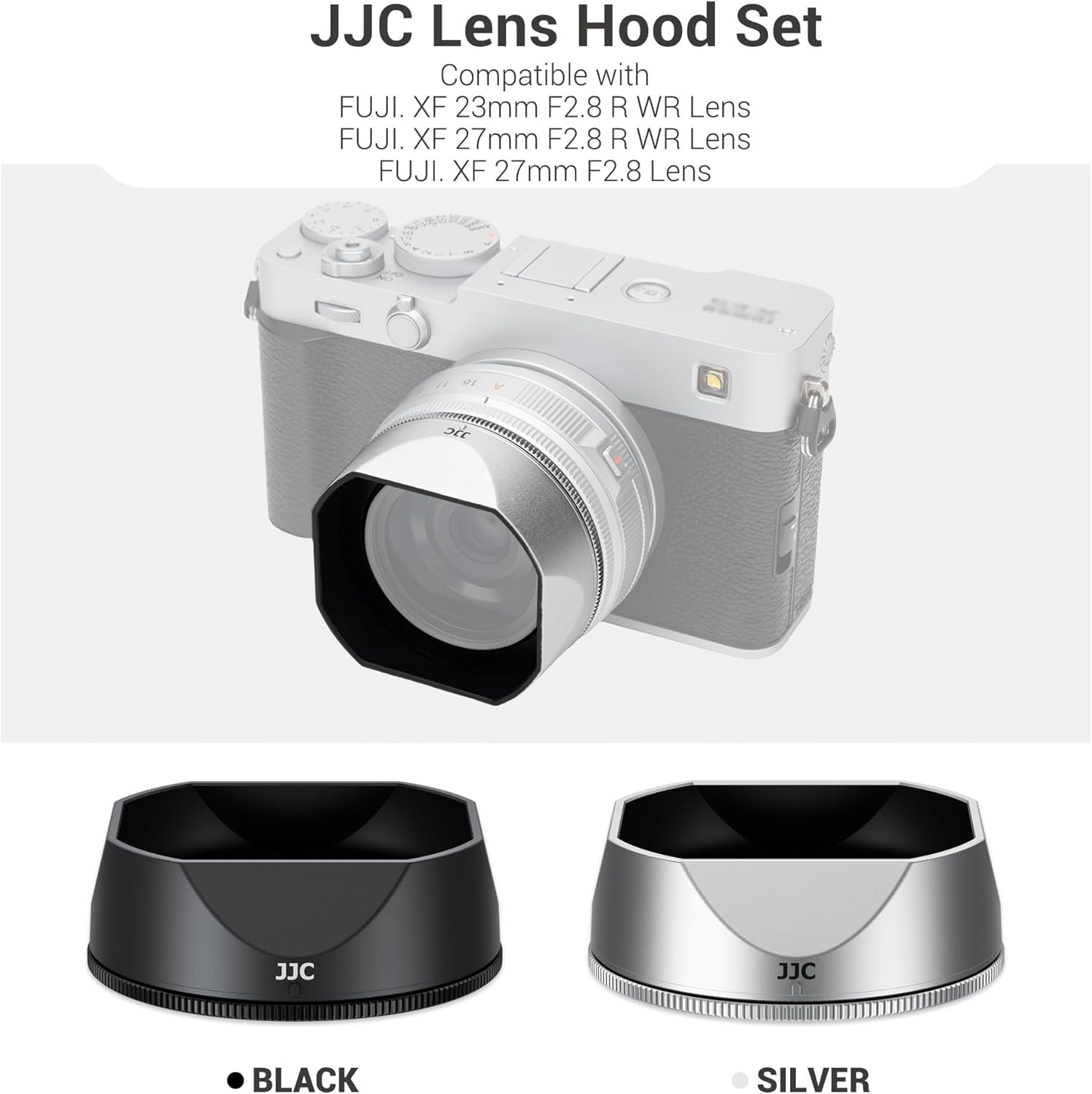 Magnetic Square LH-XF27 Lens Hood Shade with 39mm Adapter Ring for Fuji Fujifilm XF 23mm F2.8 R WR On X-E5 XE5, Lens Protector for XF 27mm F2.8 R WR(NOT for TTArtisan), Replaces LH-XF27(No Filters)