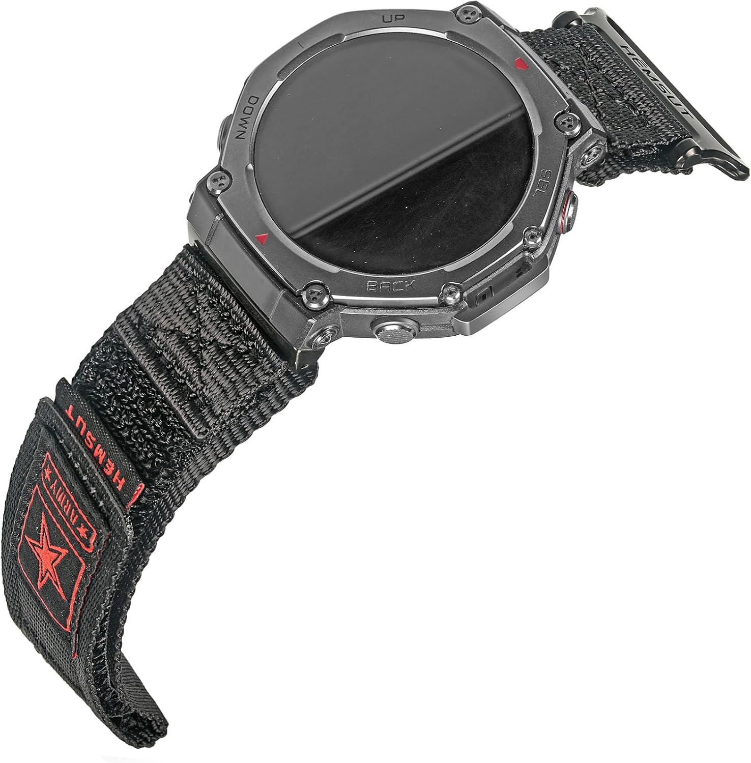 HEMSUT Nylon Watch Band Compatible with Amazfit T-Rex, T-Rex Pro, T-Rex 2, T-Rex 3, T-Rex 3 Pro 44mm/48mm, T-Rex Ultra 1 /Ultra 2, Replacement Strap with Metal Adapters, Breathable Hook & Loop Band