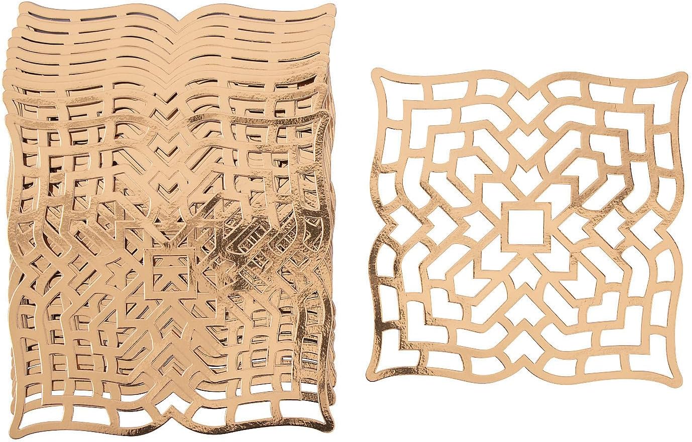 Fun Express Bulk Gold Laser-Cut Geometric Pattern Charger Placemats - 96 Pieces - Great Work Events, Weddings, Large Gatherings and Other Grand Events