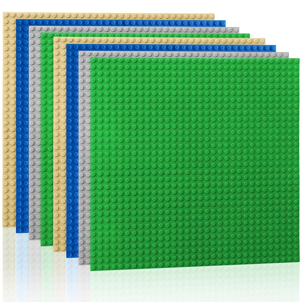 Etarnfly 8 Platten Set Bauplatte, Kompatibel mit Meisten Marken, 25 ×25cm Grau Grüne Blaue Sand Grundplatte