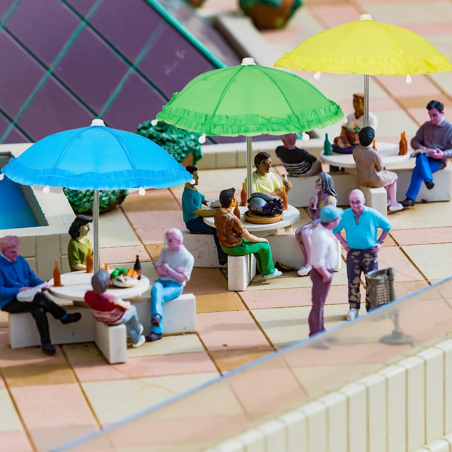 Eccliy 12 Pcs Mini Umbrella 11.8 Inch Colorful Tiny Plant Umbrella Adjustable Beach Sunny Rainy 1:6 Scale Cute Parasol for Photography Prop Supplies Home Decorations, 8 Colors (Classic Color)